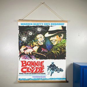 Bonnie Clyde Canvas Wooden Gold Hanger 24”x17.5”